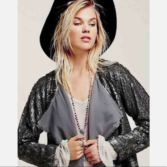 Free People Party Sequin Open Drape Jacket Extra Small - Picture 14 of 16